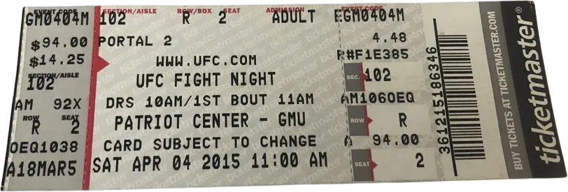 Old UFC Ticket